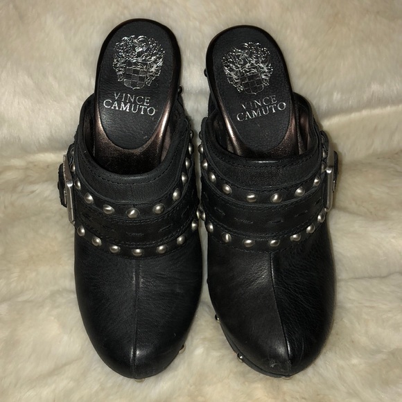 Vince Camuto Shoes - Vince Camuto Black & Silver Slip-On Mules/Clogs